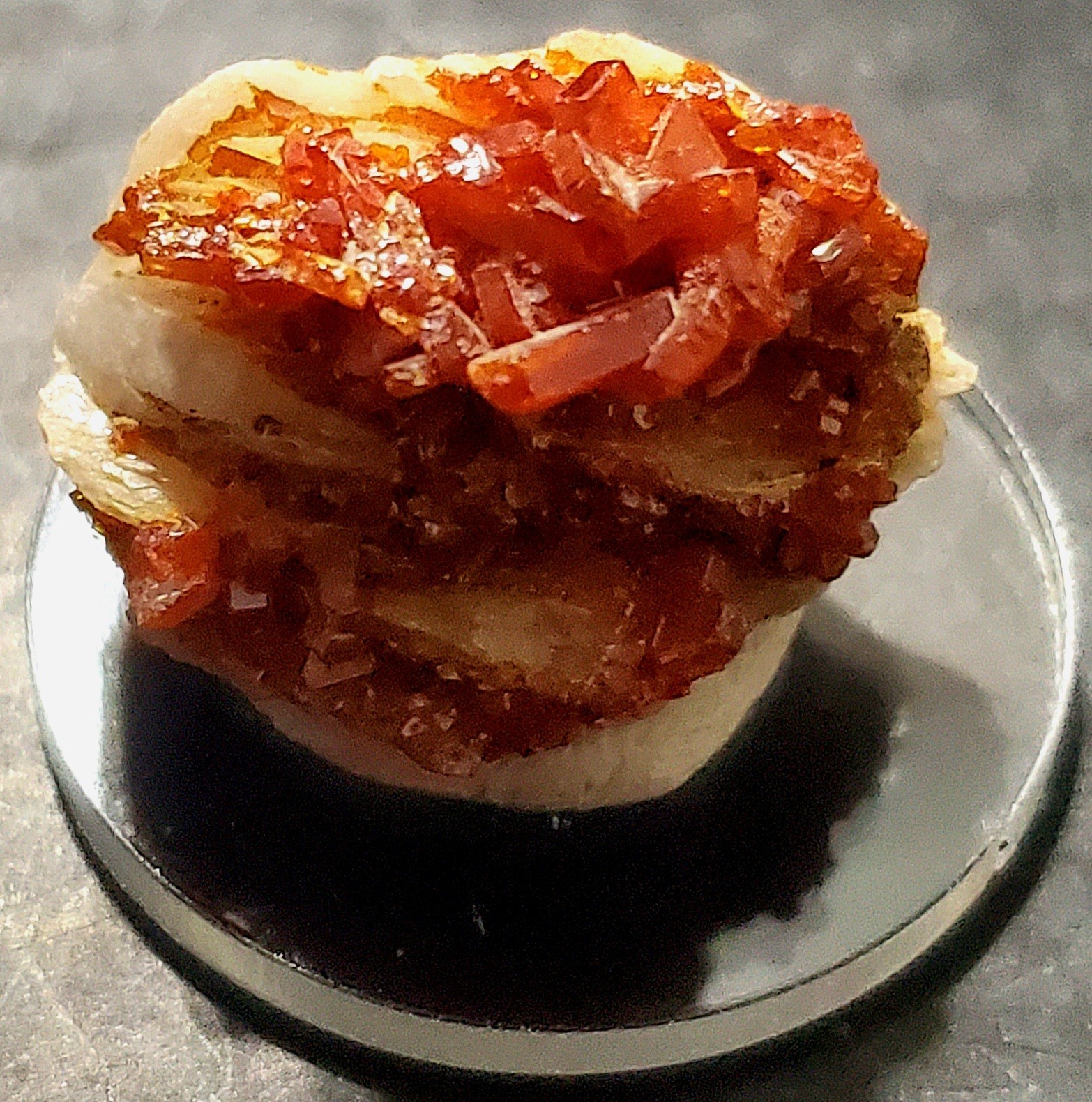 Beautiful High Quality Vanadinite On White Barite Specimen From Morocco