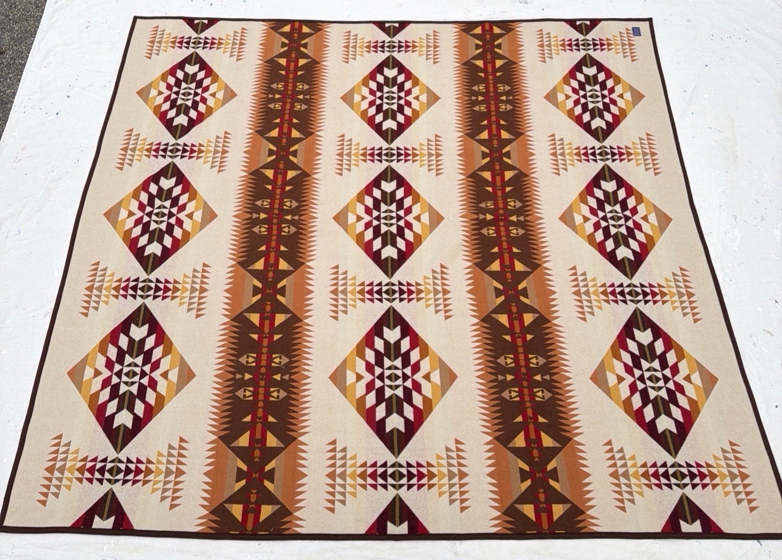 VTG Pendleton Beaver State Blanket Yavapai Full Queen Reversible Wool Rust/Cream