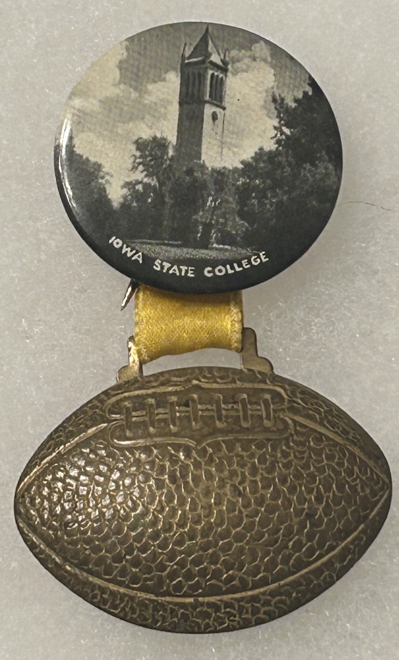 Iowa State College / University vintage 1930’s Football Hanger  1 1/4” pinback