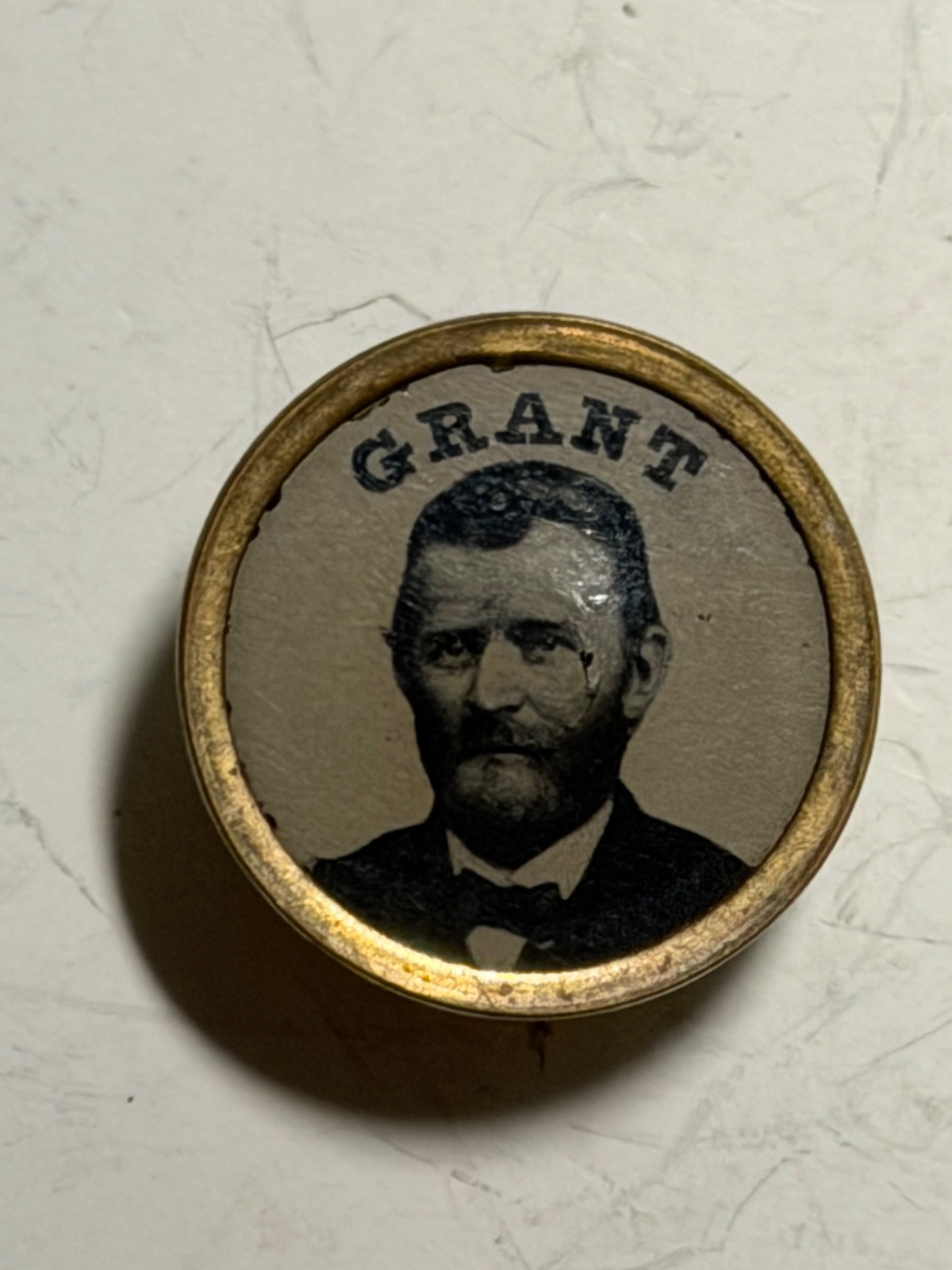 Ulysses S. Grant  presidential campaign ferrotype lapel stud