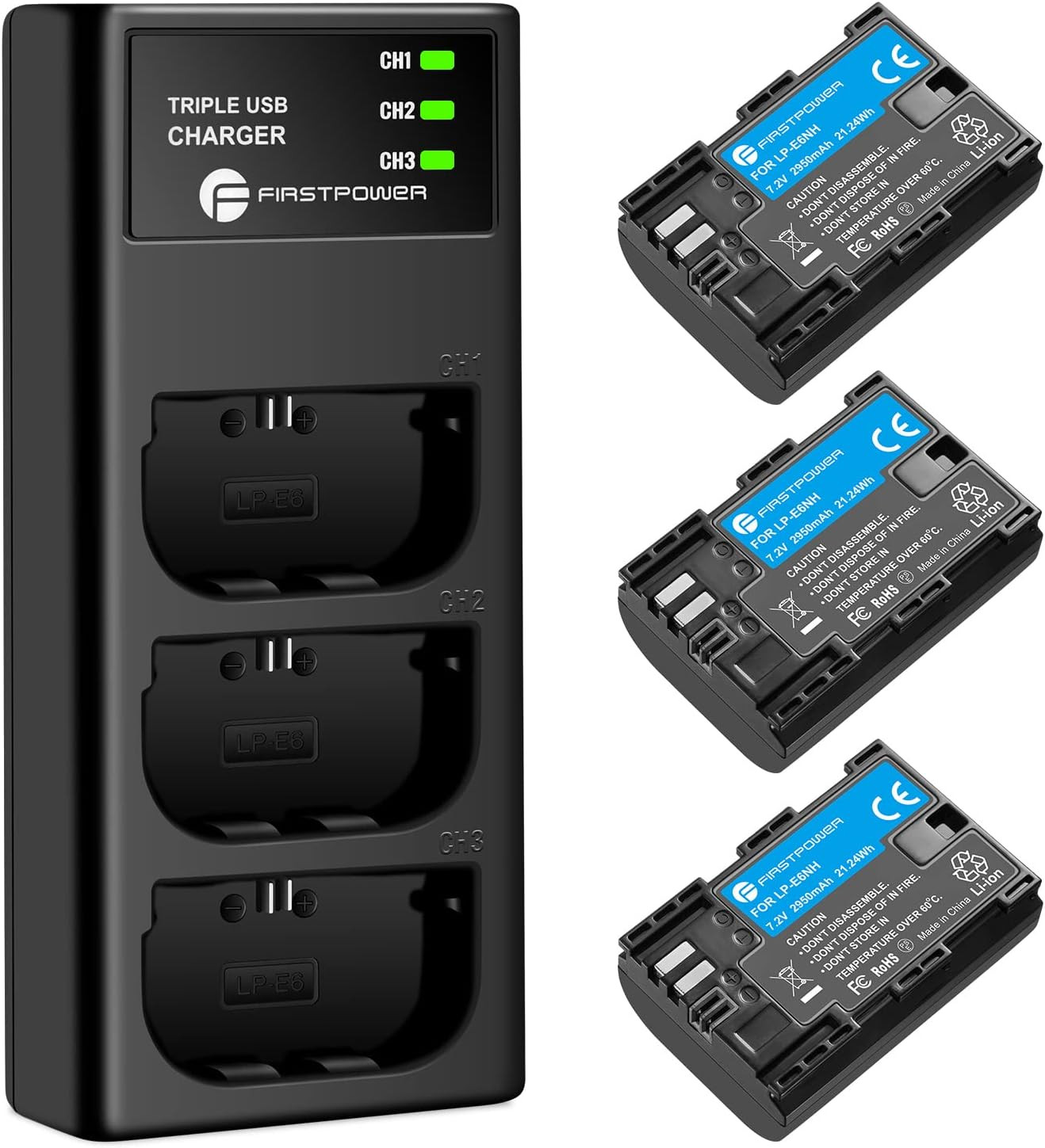 LP-E6NH Battery with Triple Slot Charger for Canon Camera LP-E6NH Battery with Triple Slot Charger for Canon Camera
