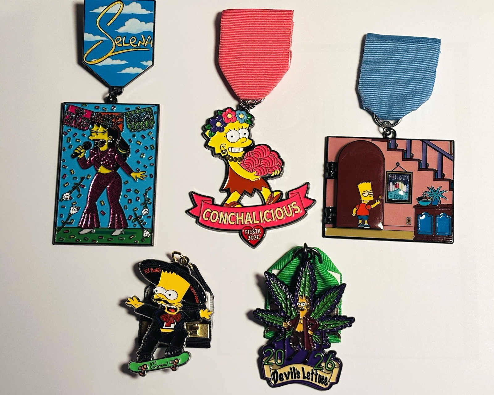 2025-2026 The Simpsons Themed Fiesta Medals - Lot of 5 medals - VERY RARE - HTF