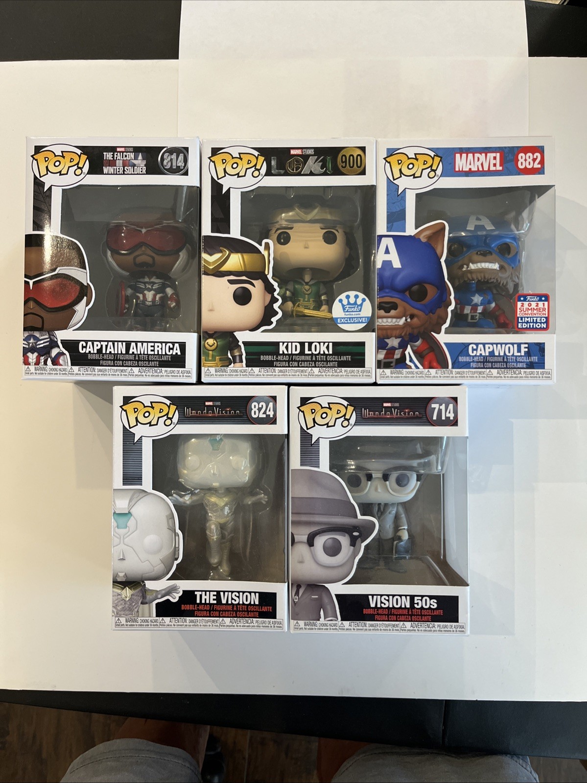 NEW Lot of 5 Marvel Funko Pops Loki Captain America Vision Unopened pin NEW Lot of 5 Marvel Funko Pops Loki Captain America Vision Unopened pin