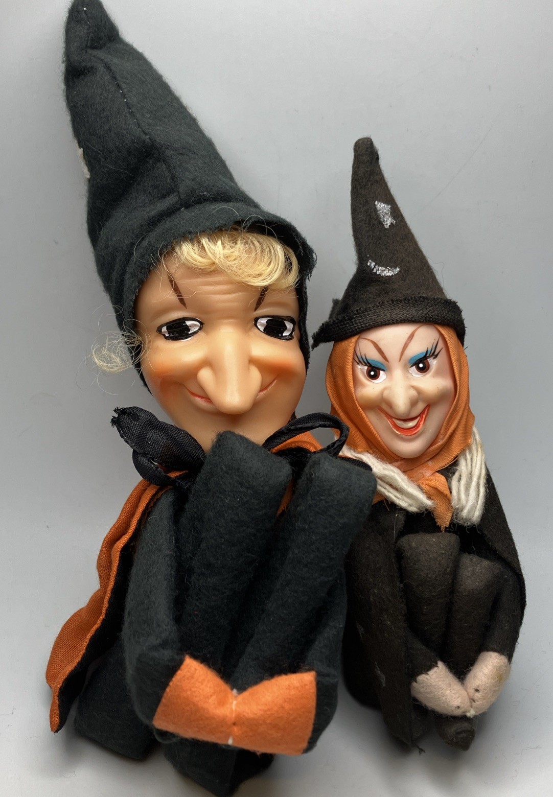 Set Of 2 Vintage Witch Knee Hugger Halloween Decoration Japan Shelf Sitters LOOK