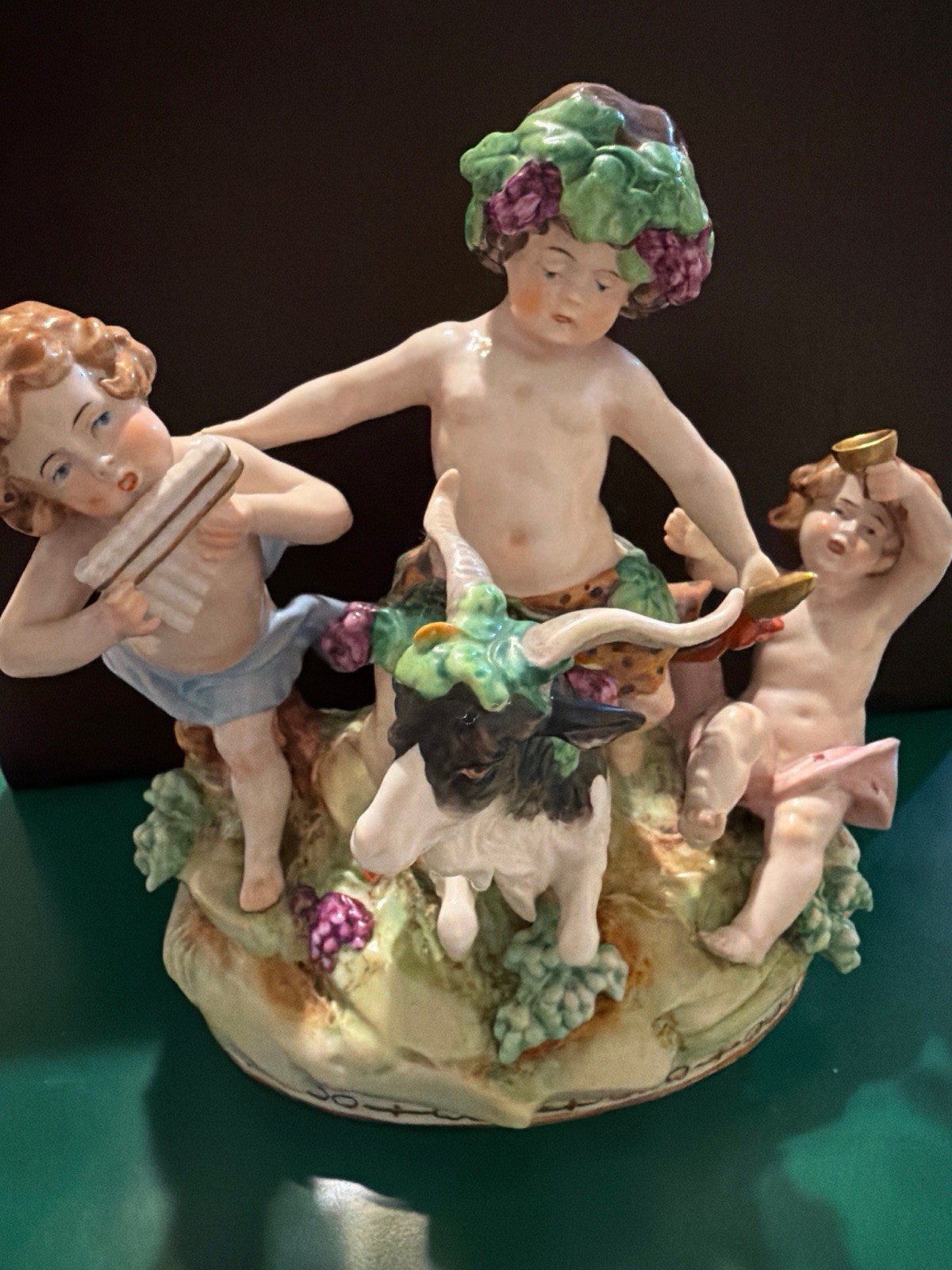 Vintage Oldest Volkstedt Porcelain Four Cherub Grouping Harvest Scene Mint Cond
