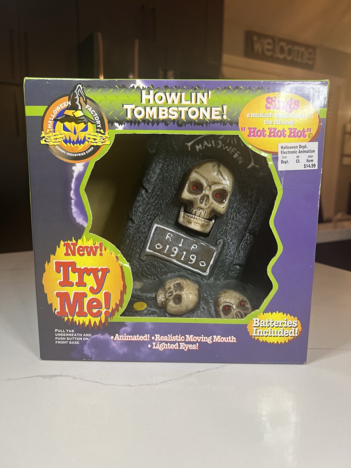Vintage 1997 Halloween Gemmy Howlin Tombstone Sings \