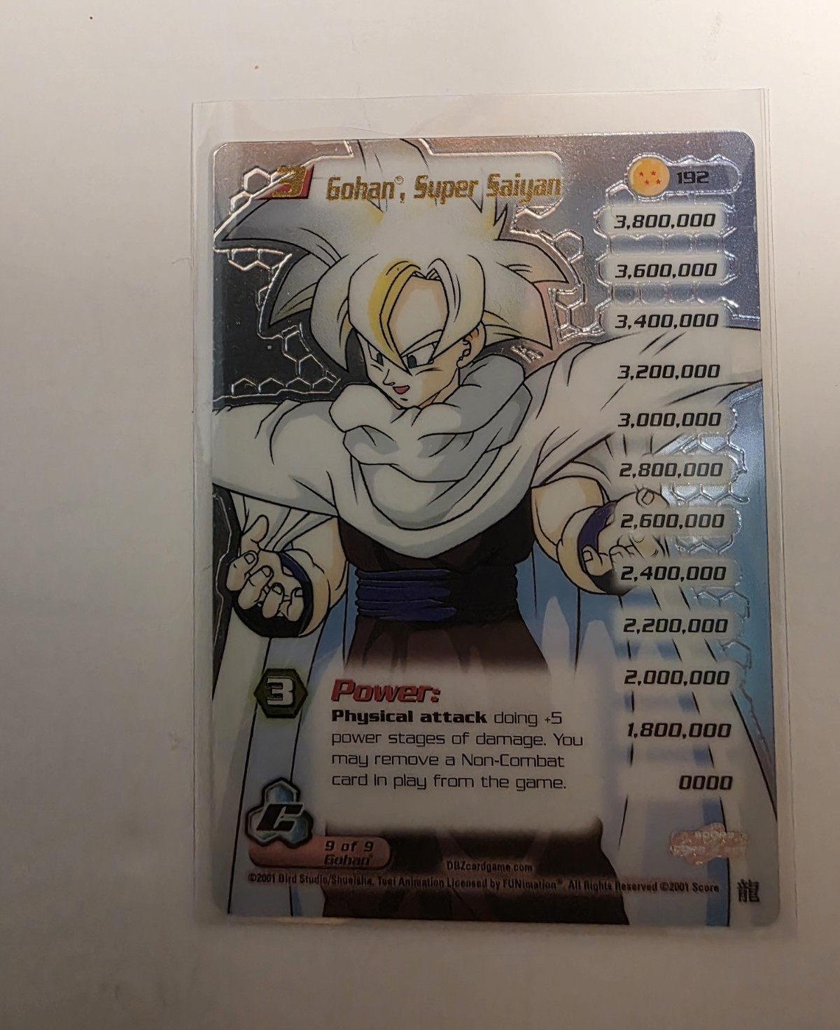 Score 2001 Dragon Ball Z CCG Gohan, Super Saiyan #192 Holo Card LIMITED EDITION