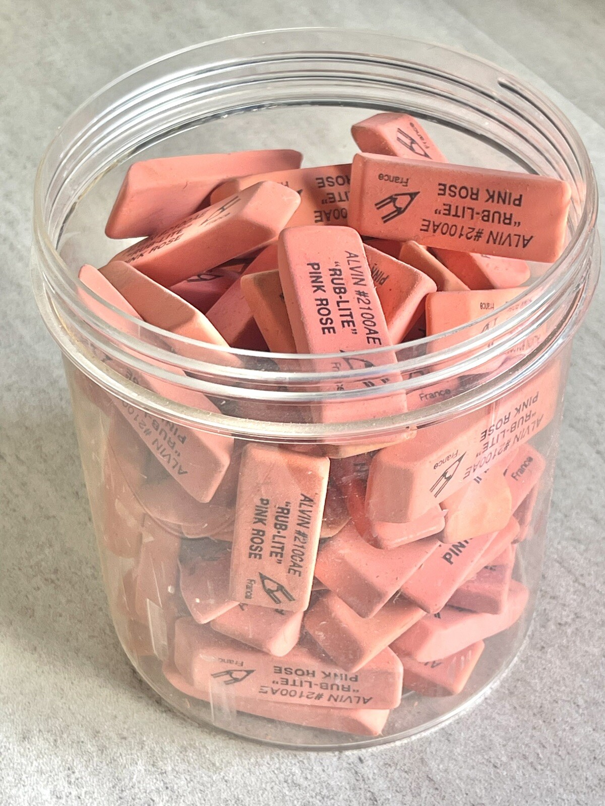 Vintage Pink Erasers 80’s Home School Alvin 2100AE Pink Rose Rub-Lite France 55+