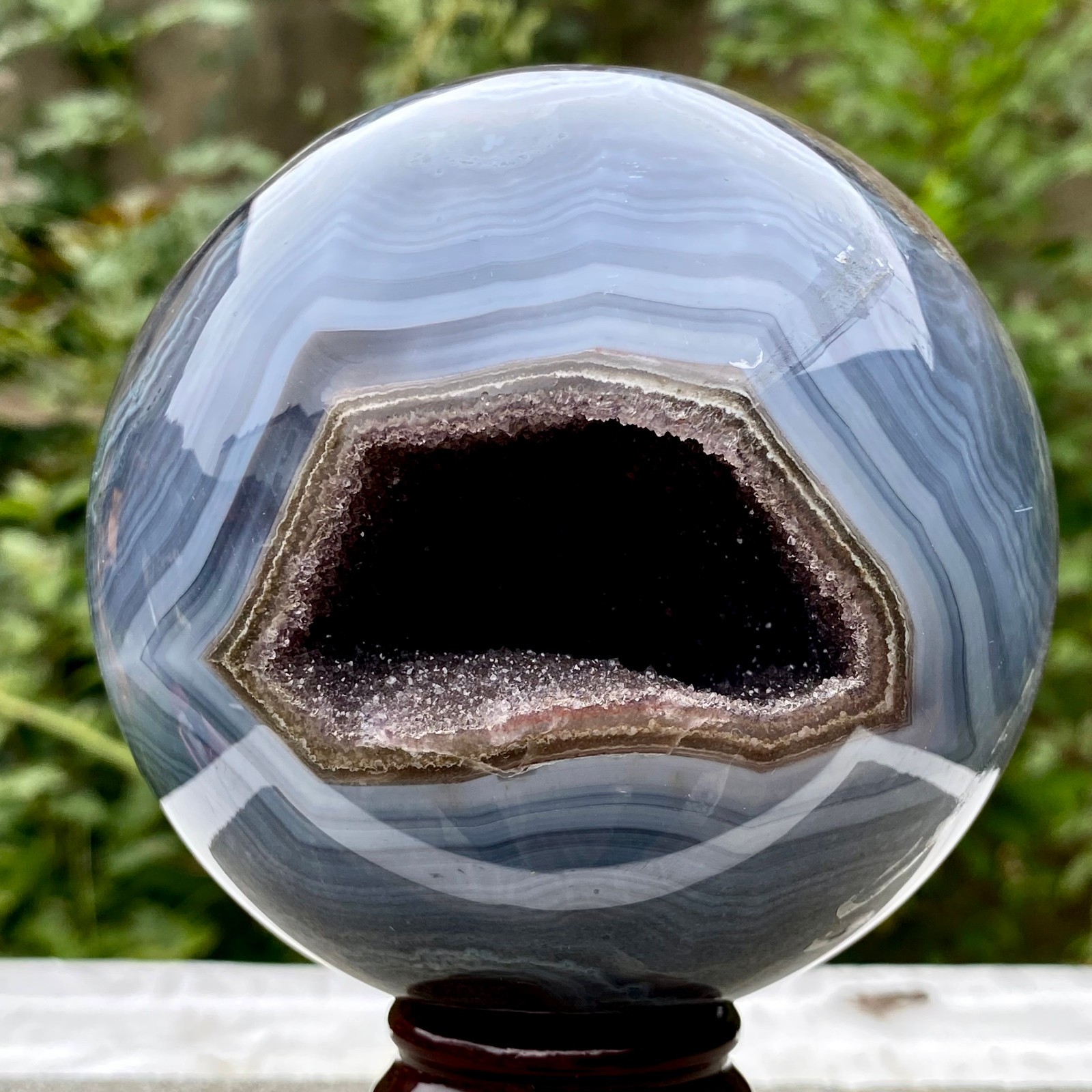2.6LB  Amethyst Agate Sphere Polished Healing Crystal Ball Home Feng Shui Ornam