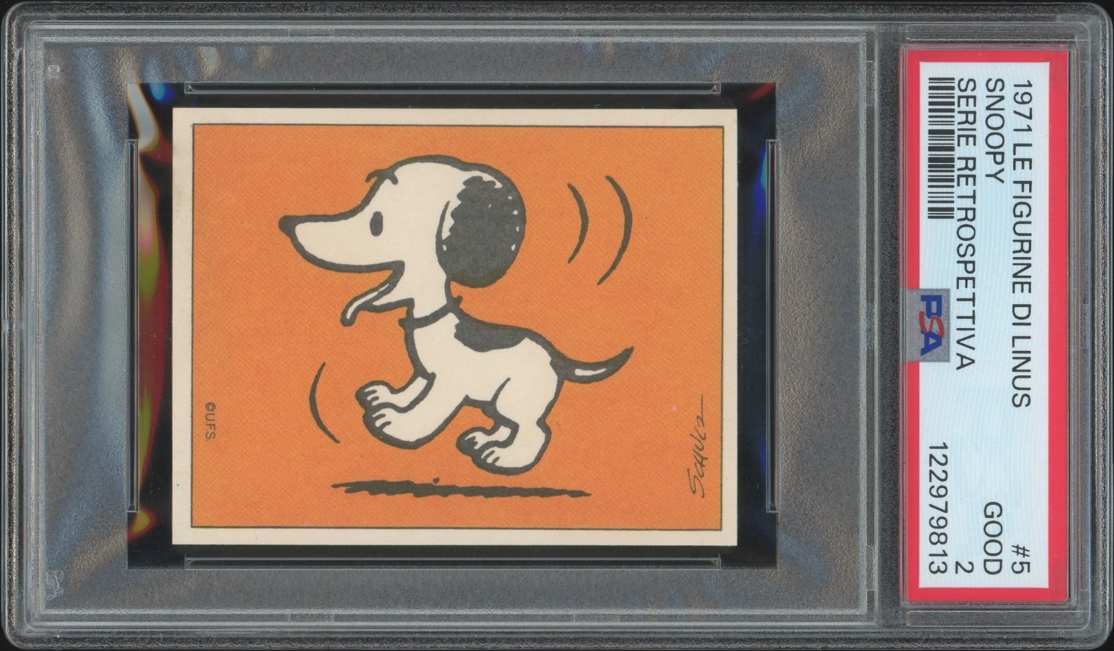 1971 L\'Album Delle Figurine Di Linus Peanuts #5 Snoopy Serie Retrospettiva PSA 2