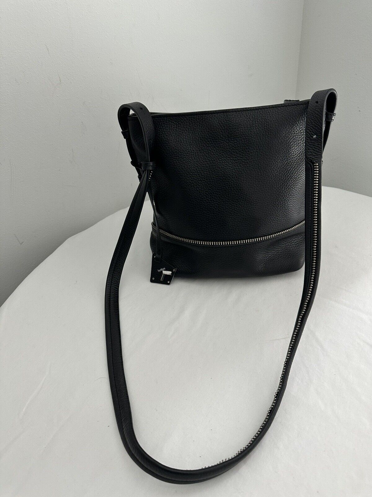 Botkier Black Leather Bucket Crossbody Handbag