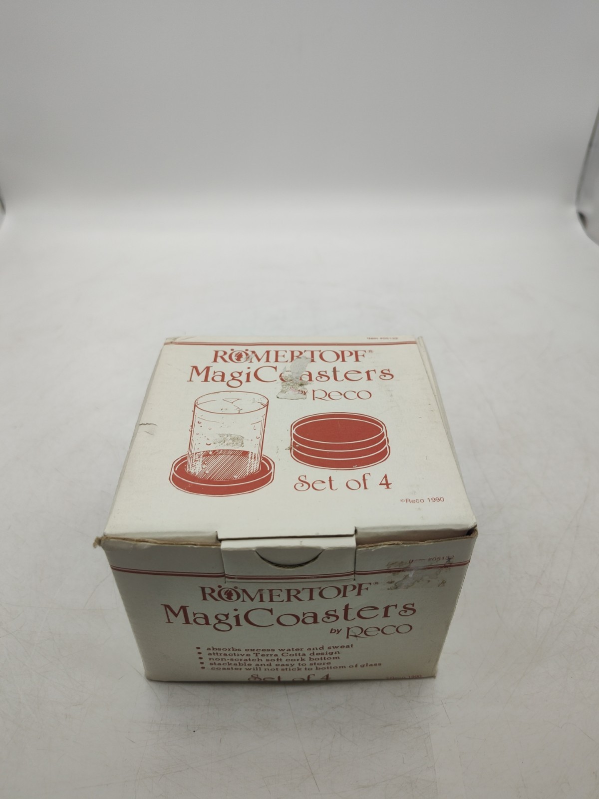 Vintage-Romertopf-Magic Coasters By Reco-Stackable-Absorbs Moisture-Set Of 4-NEW