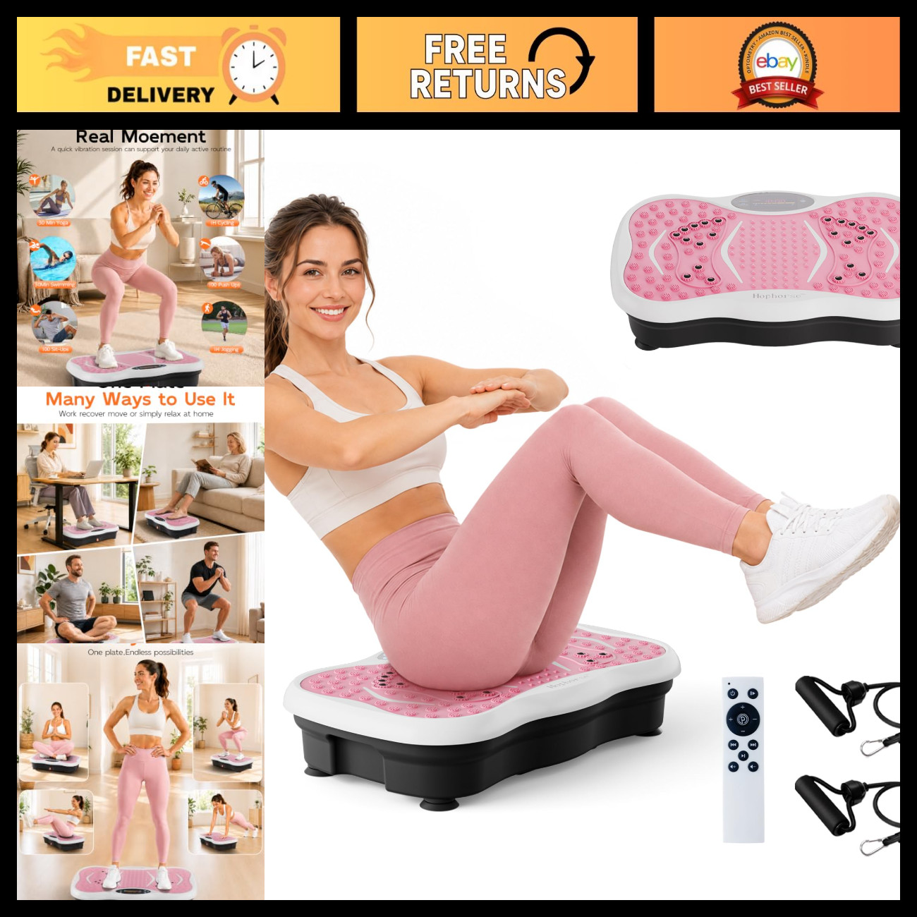 HOPHORSE Vibration Plate Exercise Machine for Lymphatic Drainage,200 Speeds