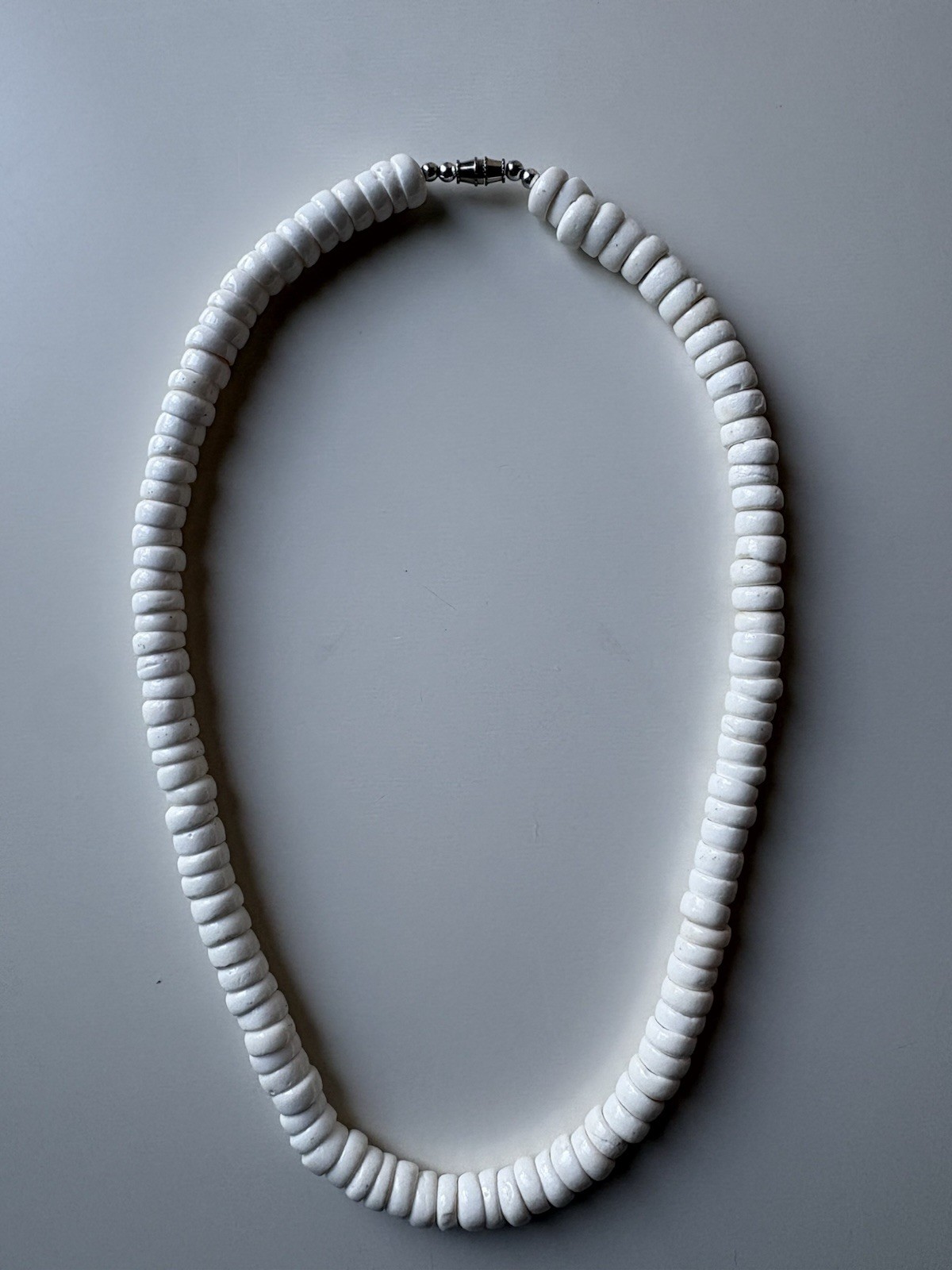 Puka Shell Necklace Vintage Hawaiian Long 20.5” 78.91 Grams Silver Barrel Clasp