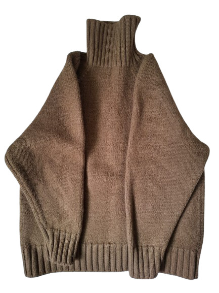 Jil Sander+ Wool Blend Turtleneck Sweater Camel Brown Chunky Knit Raglan Size S