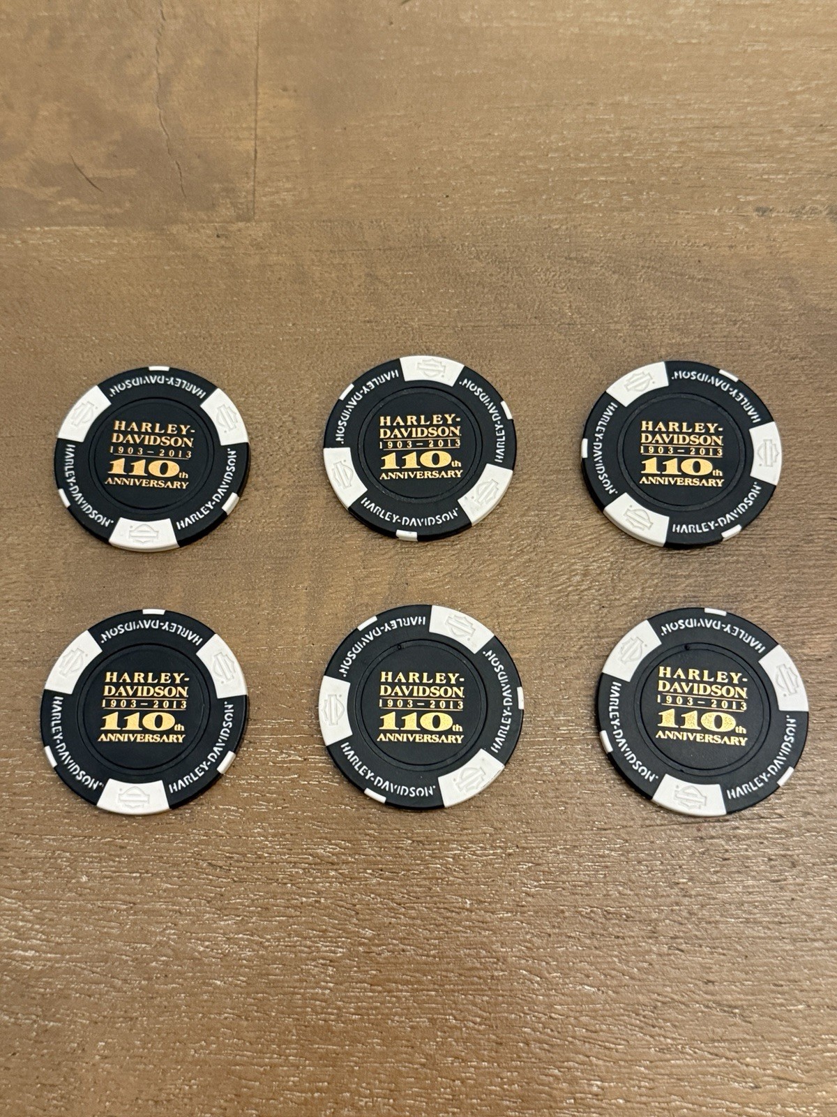 Harley Davidson Poker Chip 110th Anniversary Lot of 6 Dealership Collection