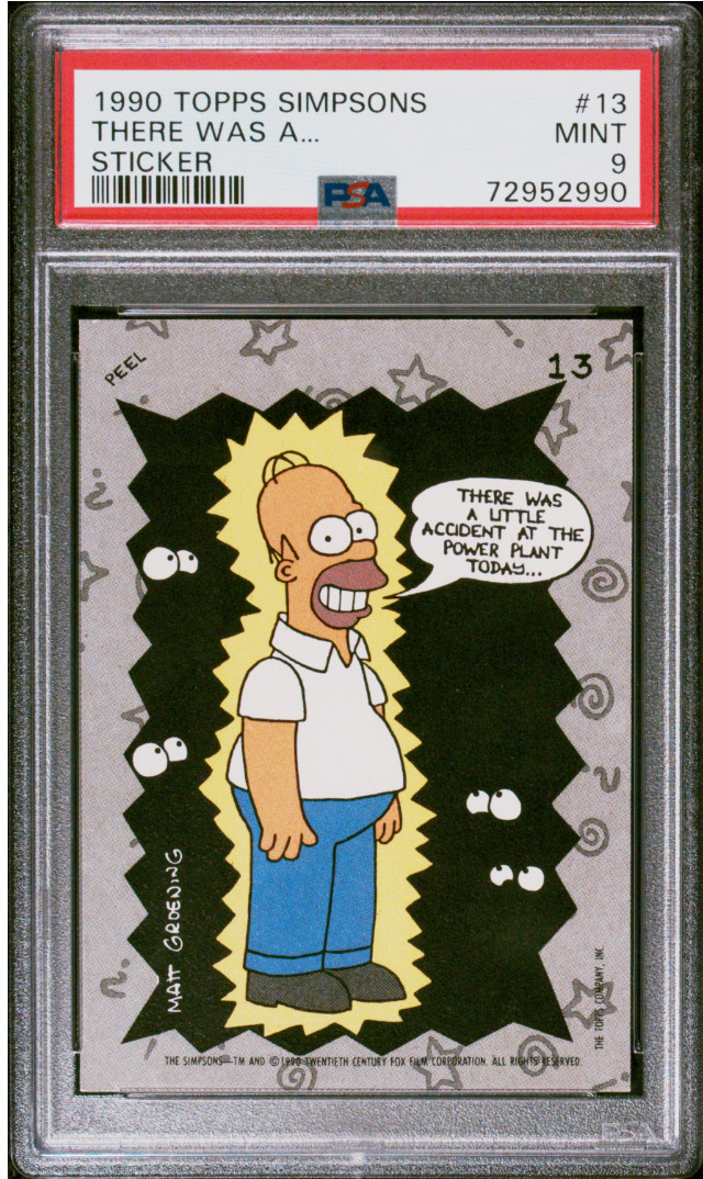 1990 TOPPS SIMPSONS HOMER ROOKIE #13 PSA 9 STICKERS THERE WAS A...