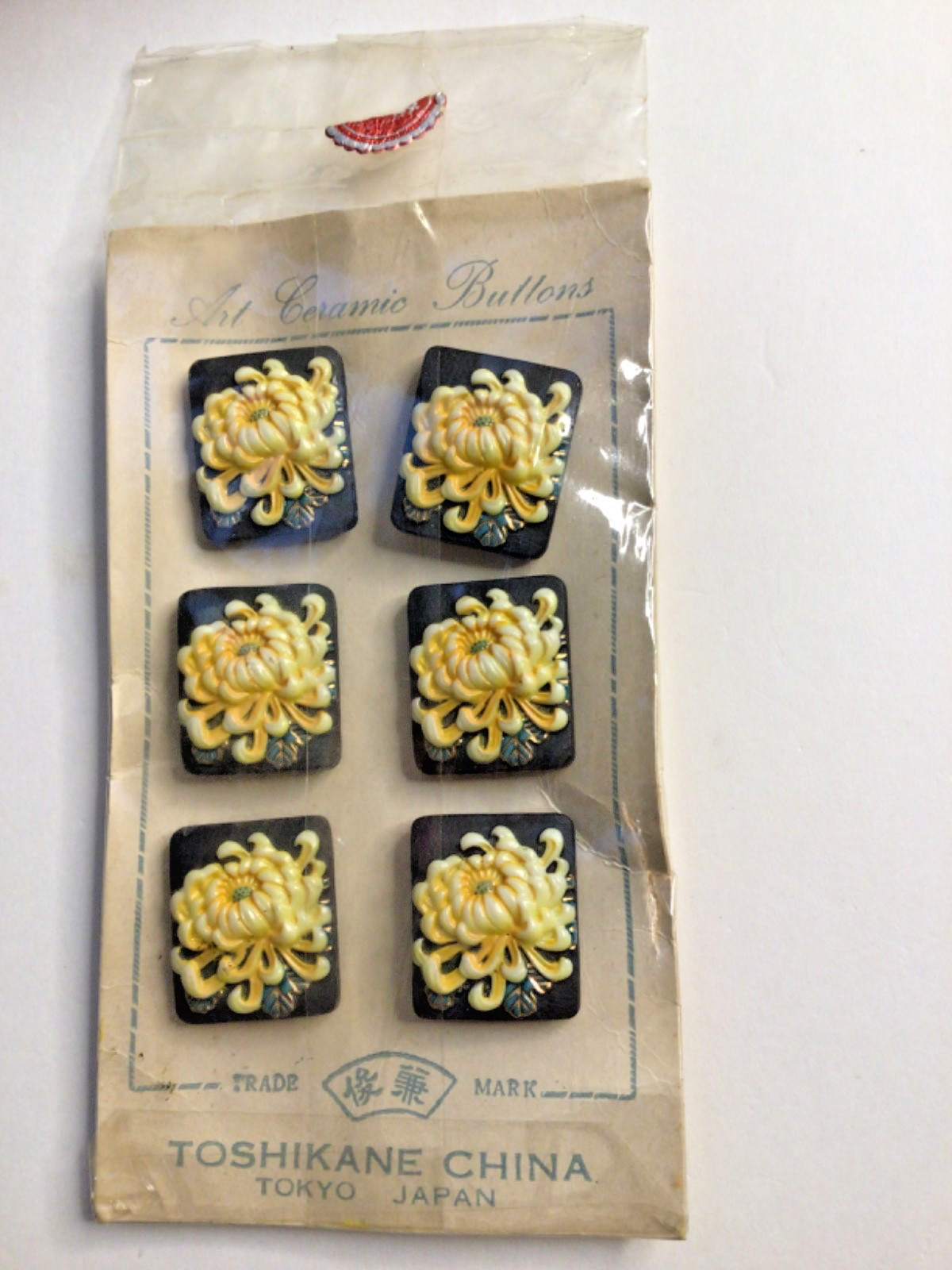 Vintage Toshikane China Art Ceramic Buttons Tokyo Japan NRFP
