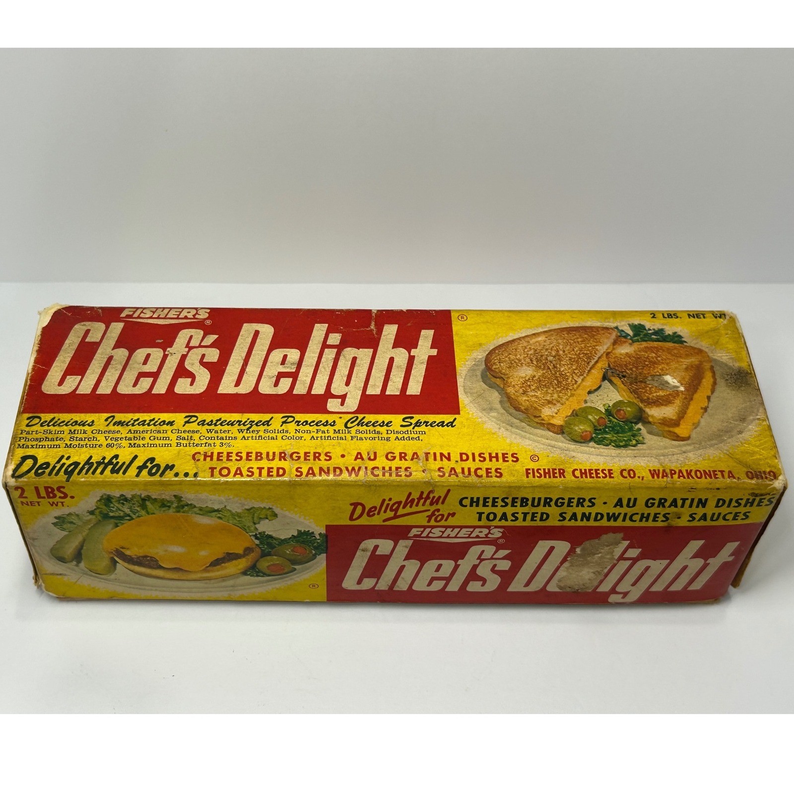 Vintage Fisher's Chef's Delight 2lb Cheese Box 1967 Nylon Offer Wapakoneta Ohio