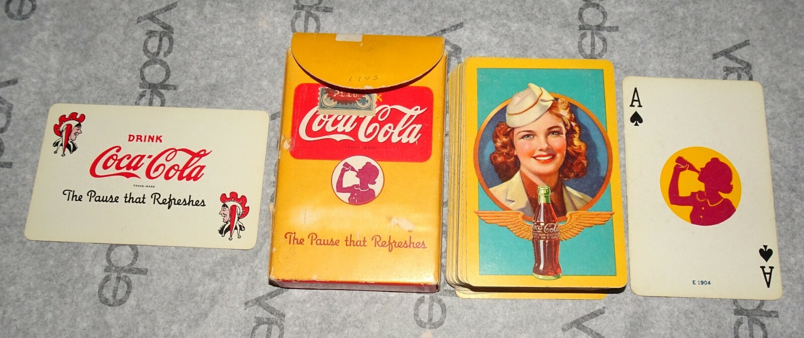 Vintage 1943 Coca Cola Coke Soda Beverage Playing Cards Pause that Refreshes