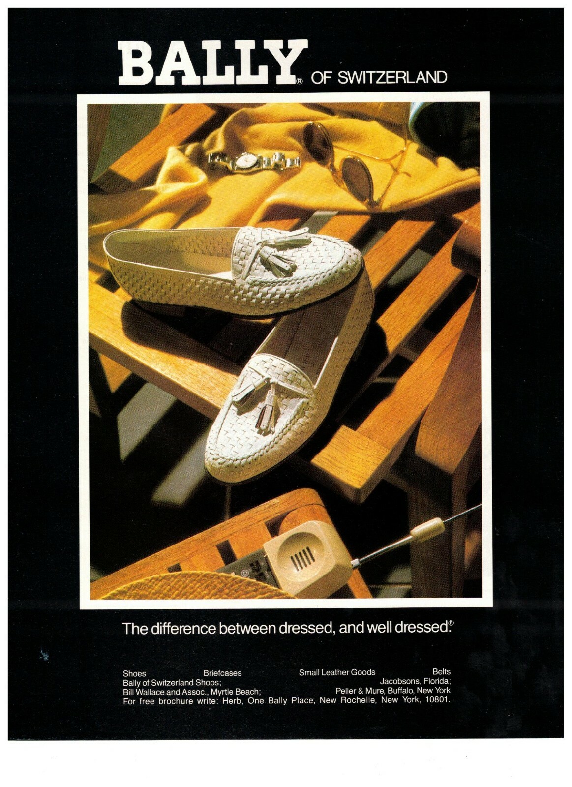 1989 Bally Women's Fashion White Shoes on Deck Chair Vintage Print Advertisement