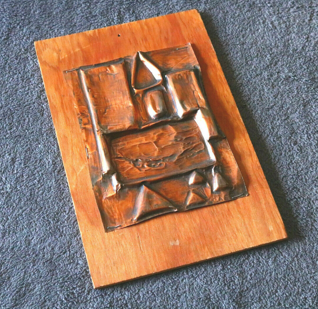 Vintage Artisan Hand Hammered Copper MCM Modern Geometric Art Old Estate Gift YU Vintage Artisan Hand Hammered Copper MCM Modern Geometric Art Old Estate Gift YU