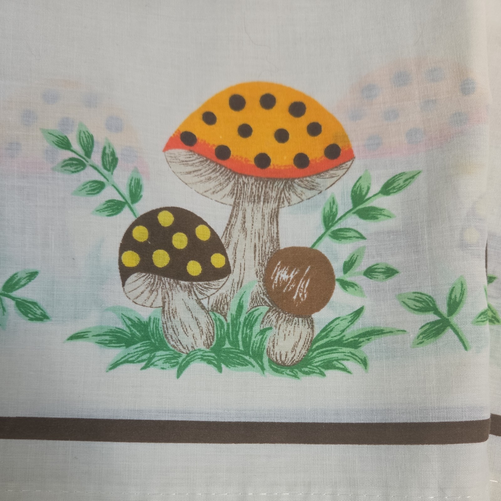Vintage 1970\'sOriginal (3 )Three  Sears Merry Mushroom  Curtain panels 34\