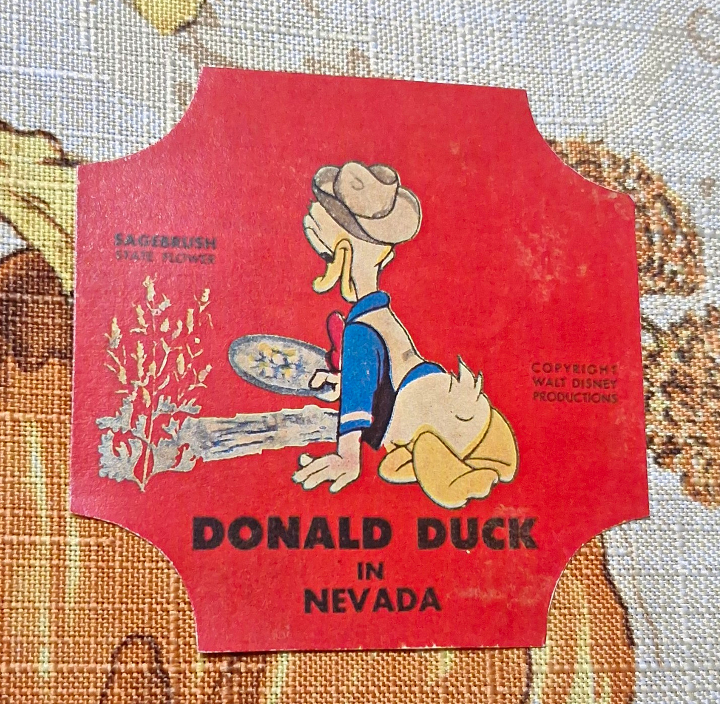Disney Donald Duck in Nevada Vintage Die-Cut Card SAGEBRUSH