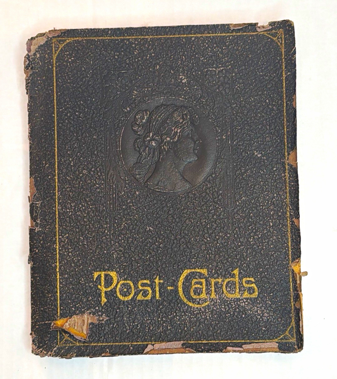 Vintage Scrapbook Album w/ 65+ Mounted Antique Postcards & Greeting Cards