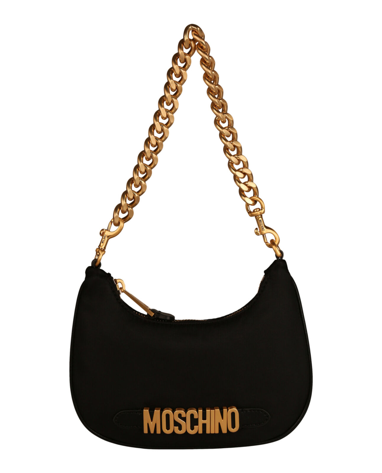 Moschino Womens Logo Plaque Nylon Shoulder Bag