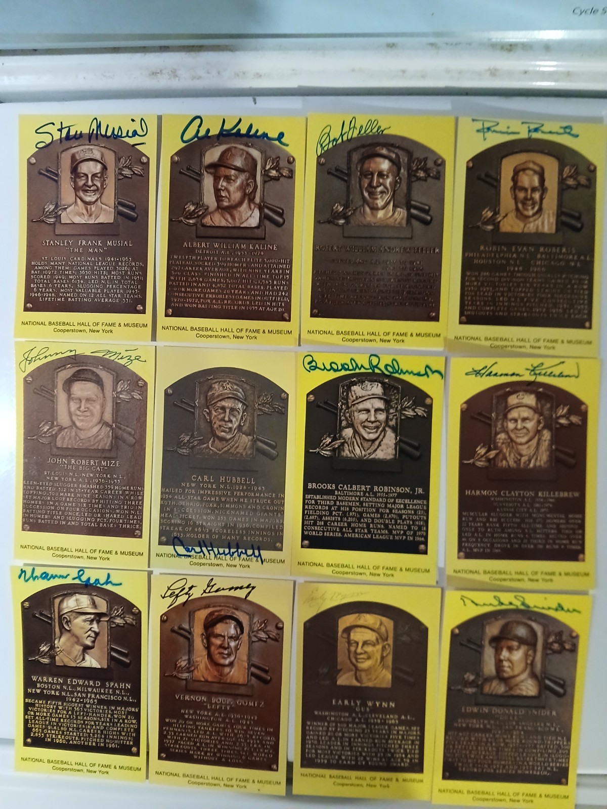 Baseball Hall of Fame PLAQUE POSTCARD LOT ( 12 ) (HOF PLAQUE CARDS) Hand Signed 