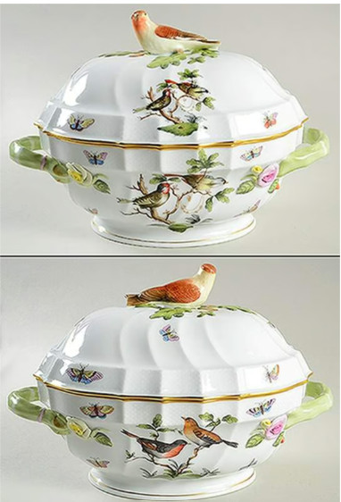 Herend Rothschild Bird Oval Covered Soup Tureen with Bird Finial | Vintage