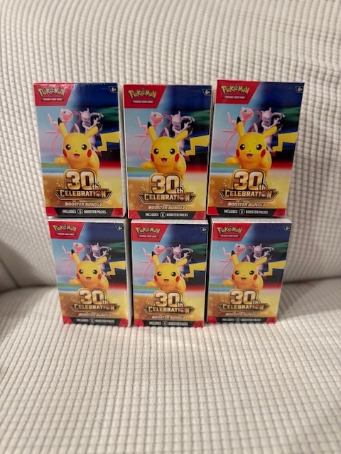 30th Anniversary Pokemon Booster Bundle LOT OF 6 Sealed and New Condition 30th Anniversary Pokemon Booster Bundle LOT OF 6 Sealed and New Condition