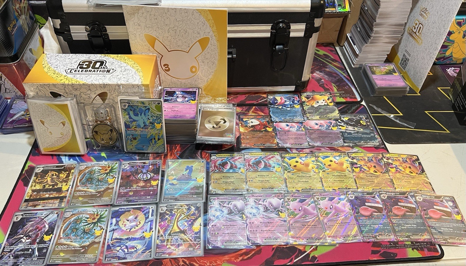 Pokemon 30th Anniversary Empty ETB w/PROMO& Contents-IRs(8)-Bulk (205)-Ex’s (19)