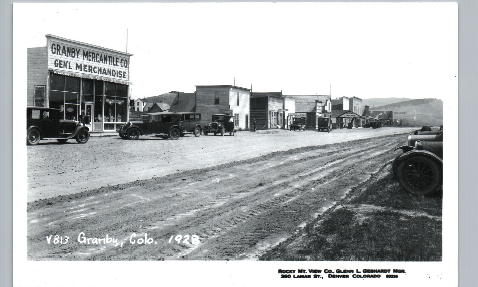 DOWNTOWN MAIN STREET granby co real photo postcard rppc colorado history