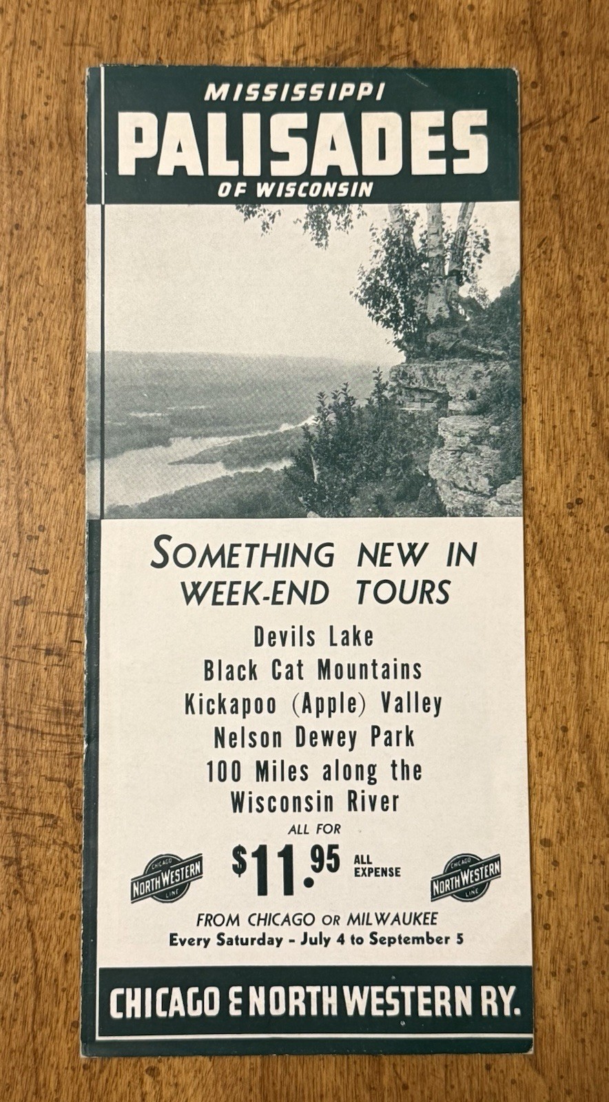 VINTAGE Chicago & Northwestern Rail Mississippi Palisades Of Wisconsin Brochure