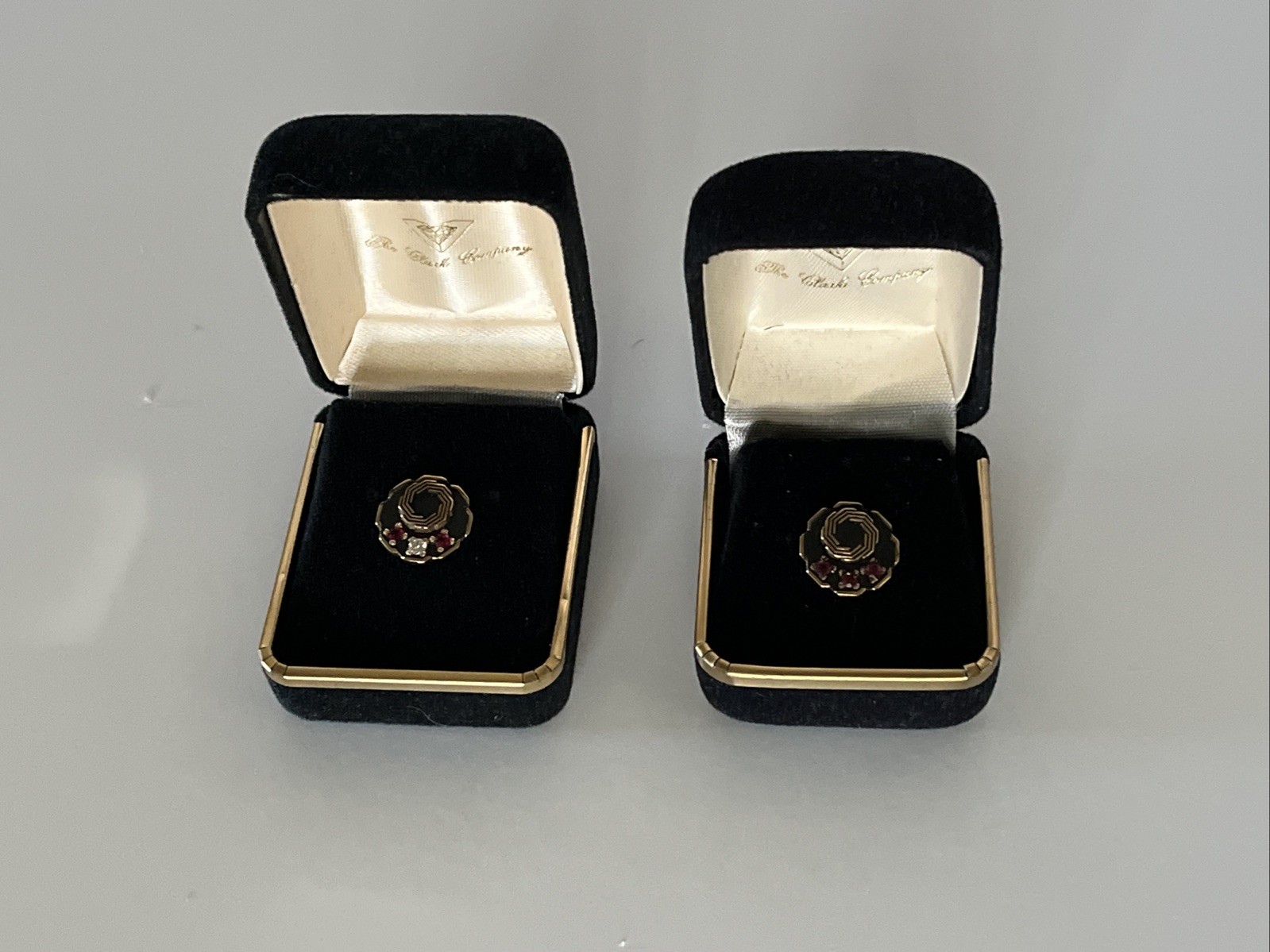 Vintage 10k Gold Employee Service Award Pinback Pins Rubies Diamond 5.83 grams