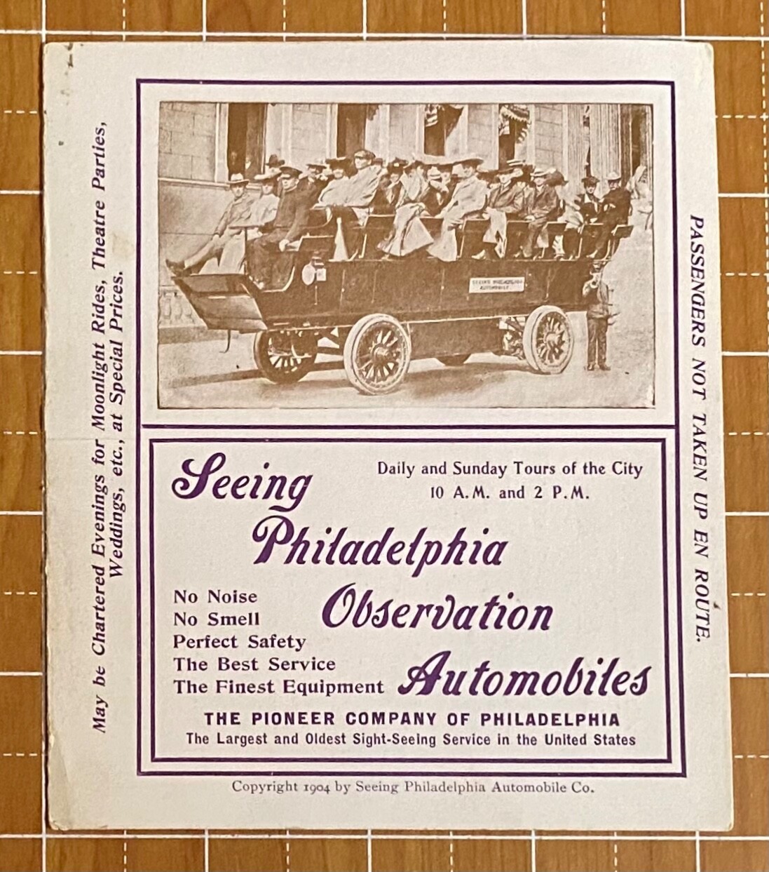 SEEING PHILADELPHIA OBSERVATION AUTOMOBILES 1904~Tour Philadelphia PA In Autobus