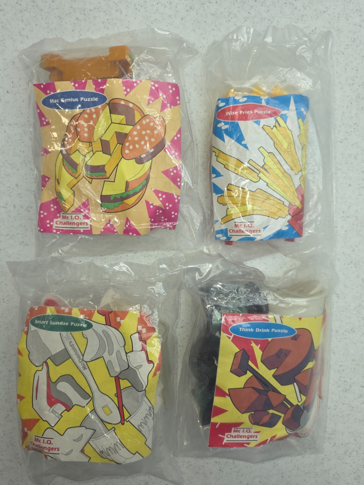Very RARE McDonalds Mc I.Q. Challengers SET New Mint 1993 4 piece Happy Meal Set