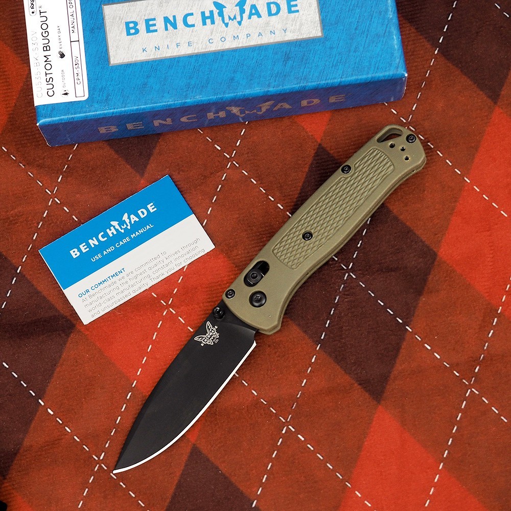 Benchmade 535-cstm Bugout Green Grivory Handle S30V AXIS® Lock Folding Knives