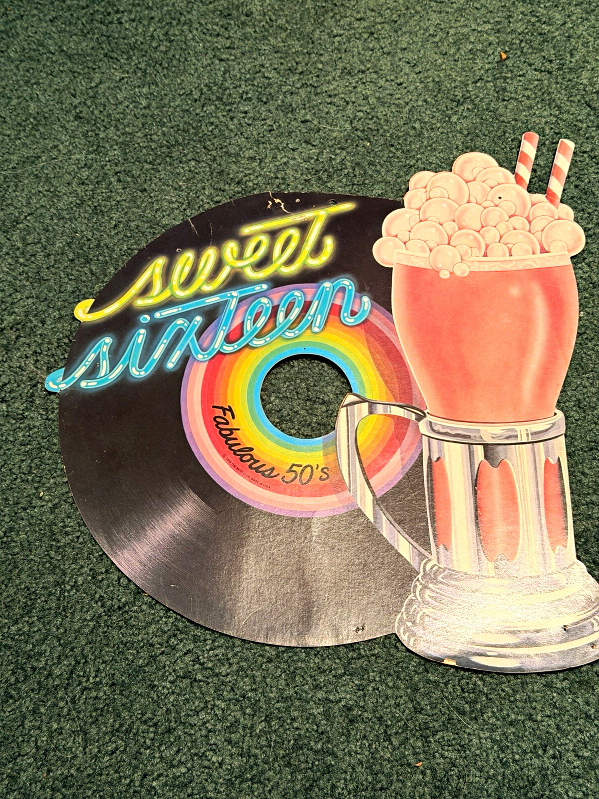 Vintage 1988 Beistle Sweet Sixteen Fabulous 50s Die-Cut Soda Fountain Sign USA