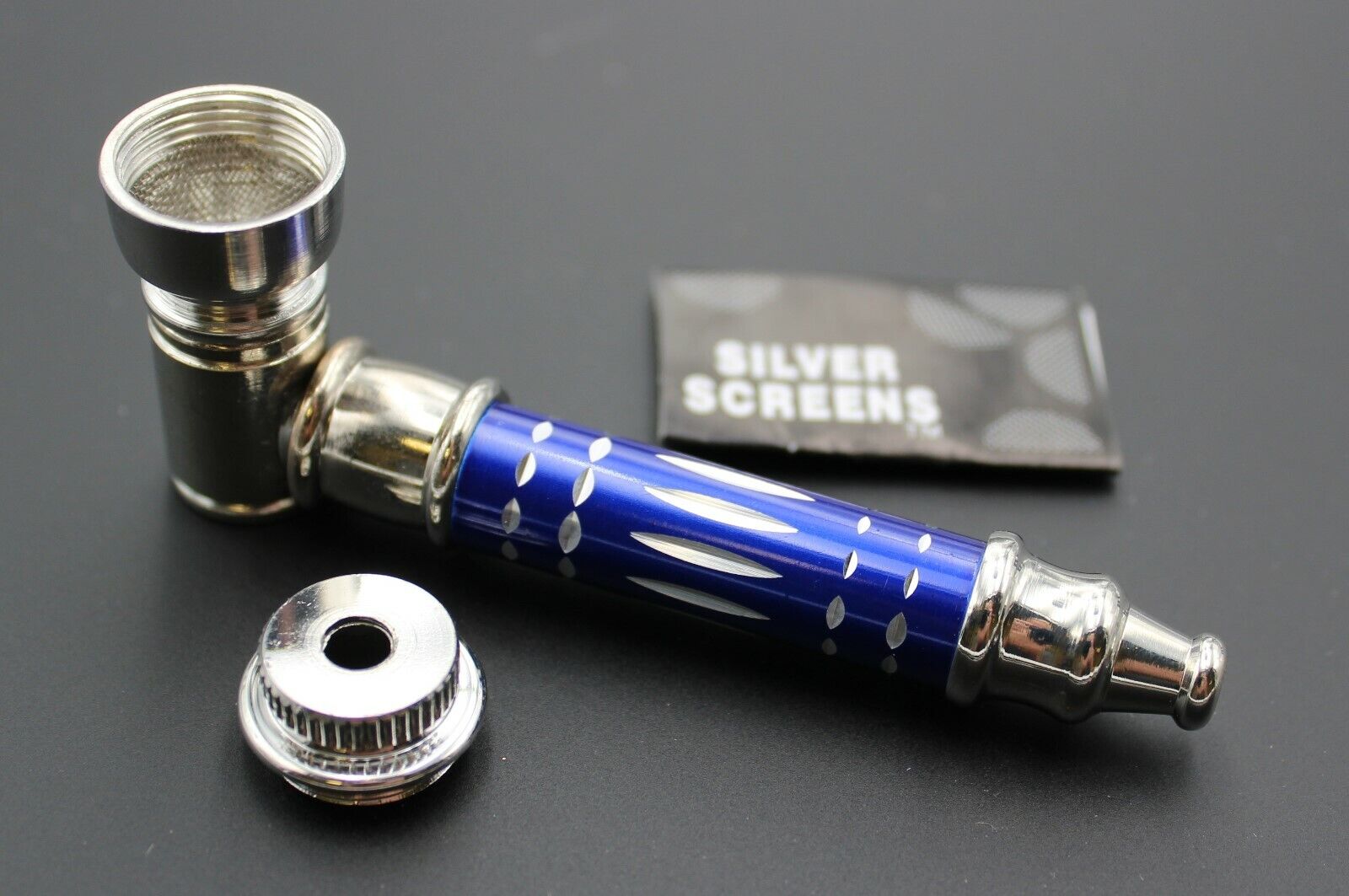 ORIGINAL BLUE METAL Smoking Pipe w/Lid Tobacco Pipe Metal pipe ALL METAL Pipes