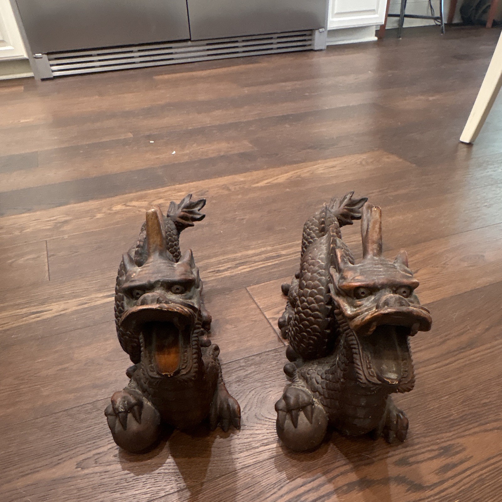 Fantasy Dragon Theme Statue Figurine Collectible Decor in Brown Chinese pair