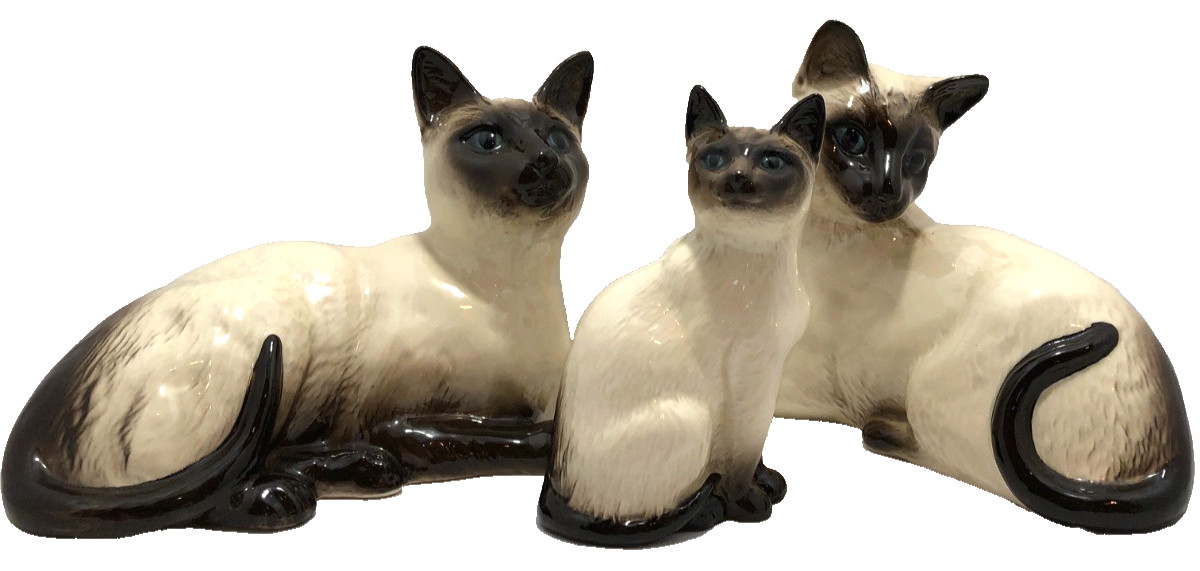 (3) Vintage Royal Doulton Siamese Cat Figurines #1558, #1559 and #1887