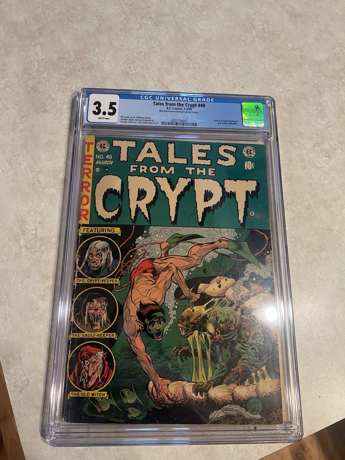 Tales From The Crypt #40 CGC 3.5 Graded Comic - EC Comics 1954 - Golden Age