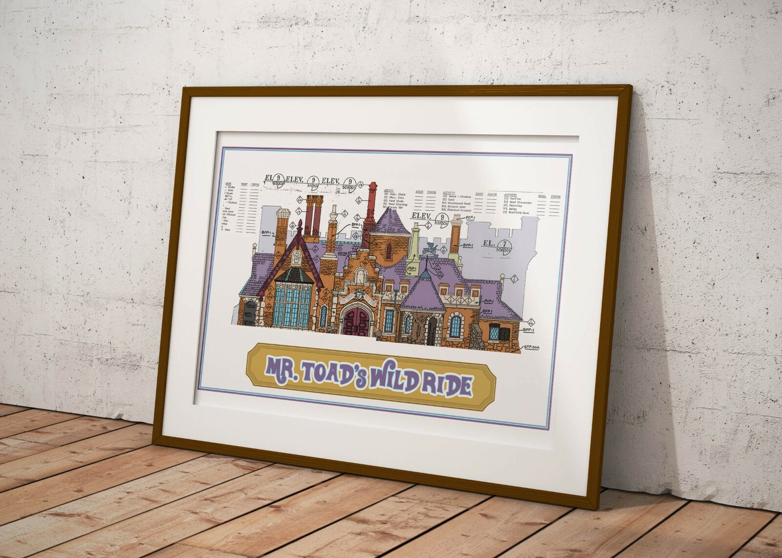 Disneyland - Mr Toad's Wild Ride Attraction - Colored Blueprint