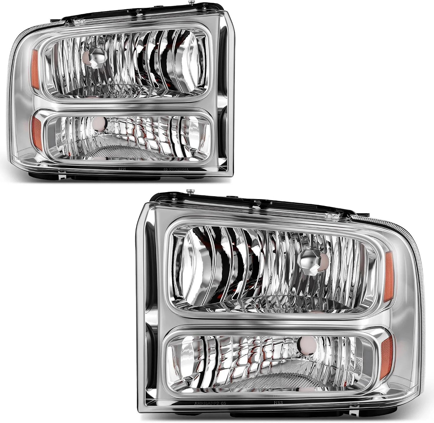 Pair Chrome Headlights For 2005-2007 Ford F250 F350 F450 F550 Super Duty LH+RH