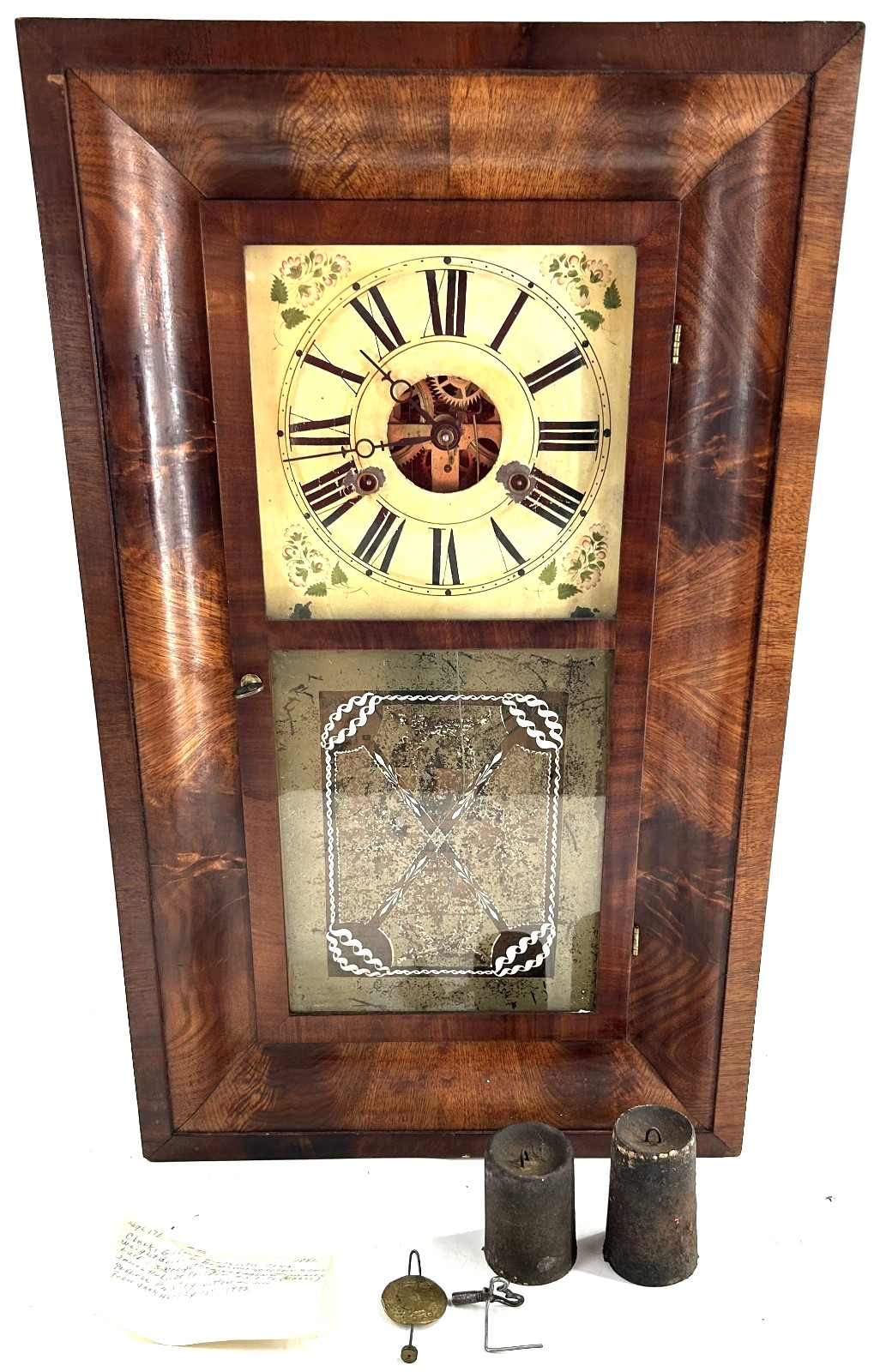 Antique 1841 CLARKE, GILBERT & Co. Ogee Clock w/ Mirror Panel - Complete