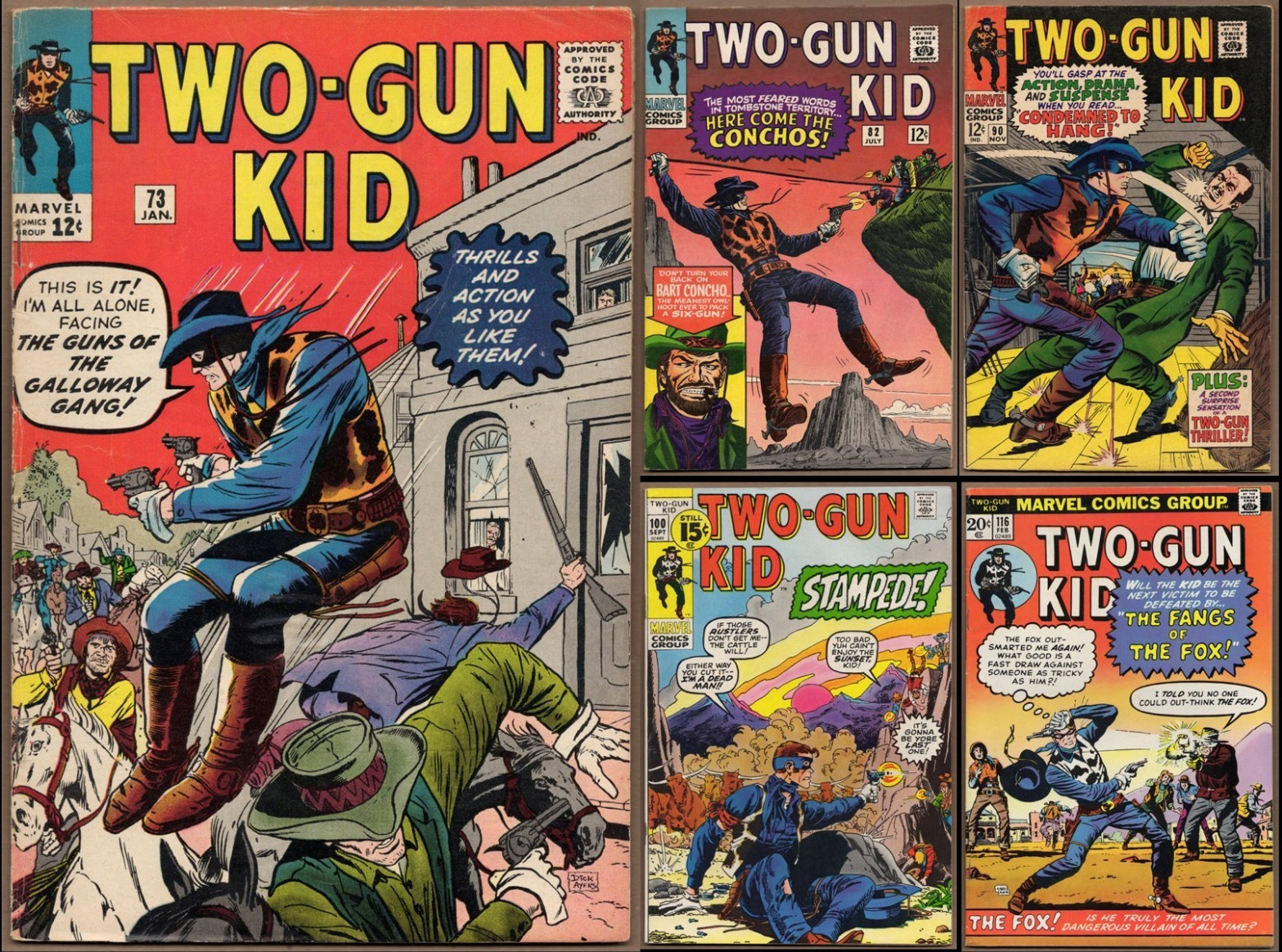 TWO-GUN KID SA Lot #73 82 90 100 116 (Marvel 1965) Stan LEE AYERS TRIMPE GD