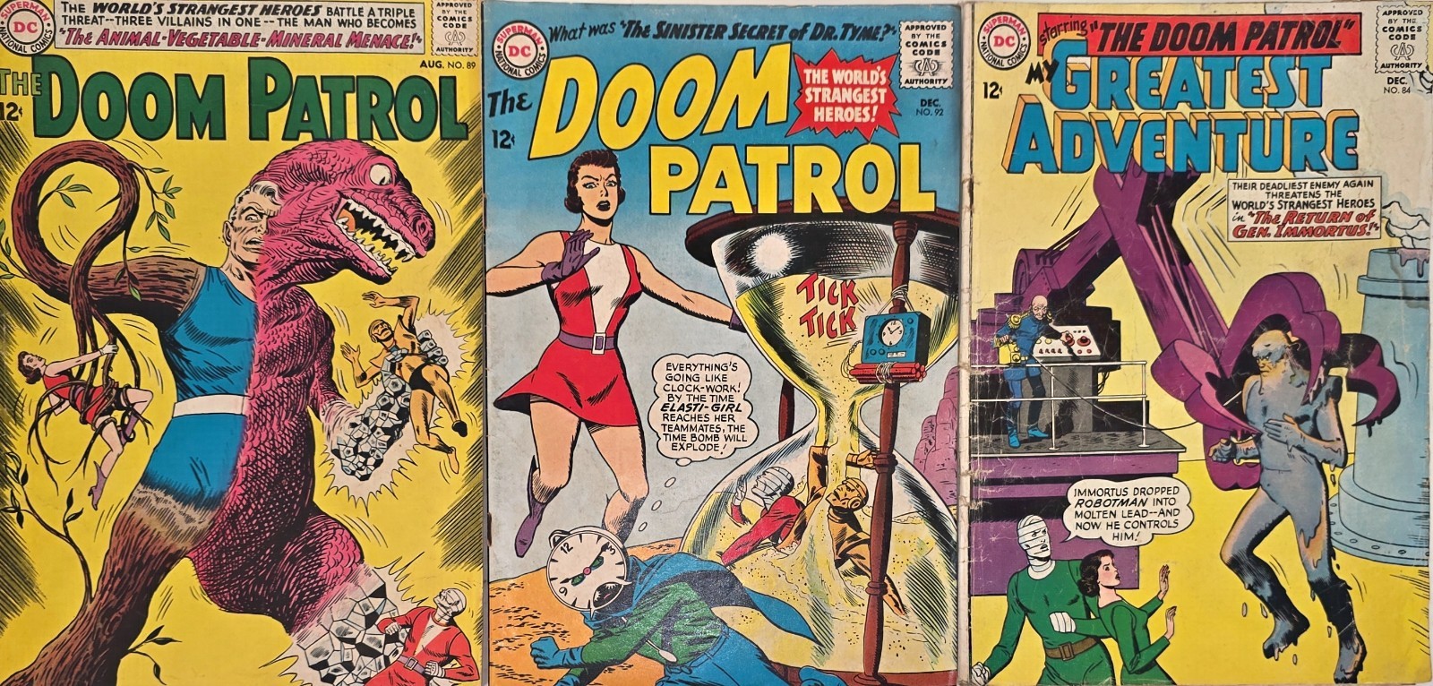 Doom Patrol Lot ☆3#84-92* VG 1st Animal-Vegetable-Mineral Man 1964 Silver Age
